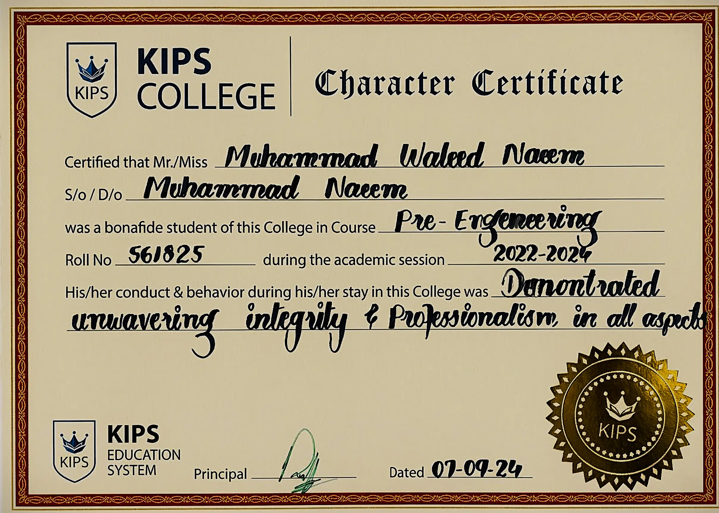 Certificate